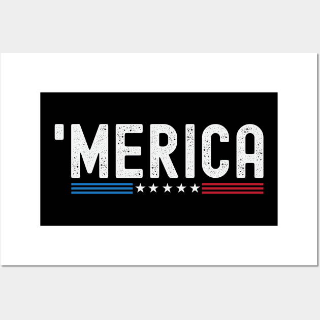 4th Of July Independence Day 'Merica Patriotic US Flag Wall Art by Swagmart